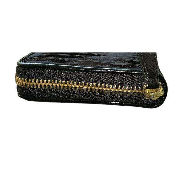 Coach Ashley Gathered Satin Black Zip Around Wallet - Picture 4 of 7